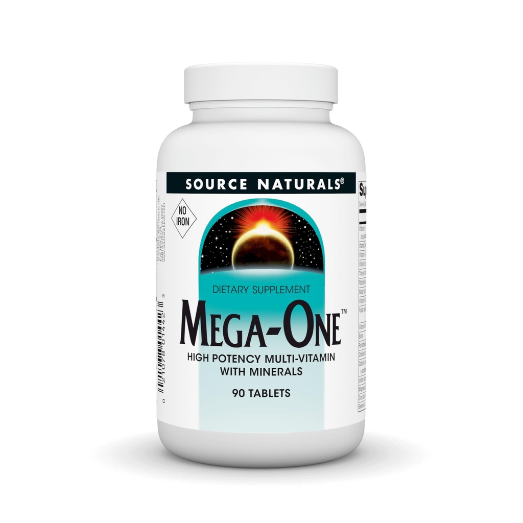 Source Naturals Mega-One Muti-Vitamine avec des minéraux, sans fer - 90 comprimés