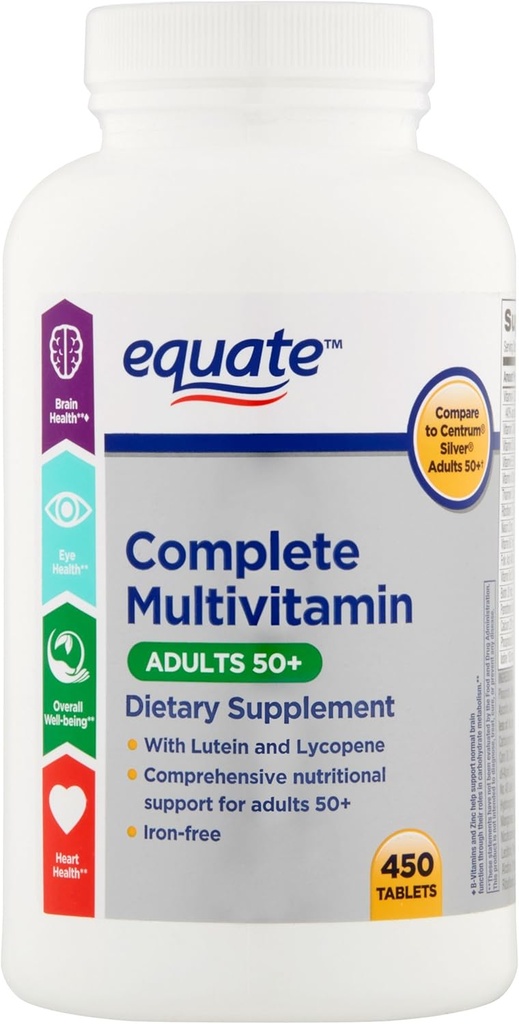 Equate Adulti 50+ Compresse Multivitaminiche/Multiminerali, 450 Ct