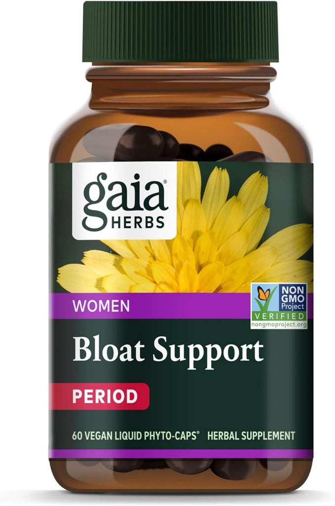 Gaia Herbs Bloat Support - Supplemento per la salute delle donne al sostegno Bloating & Digestion - Realizzato con Foglia di Dandelion, Burdock Root, Equitazione & More - 60 Capsule Vegan (30 Serve)