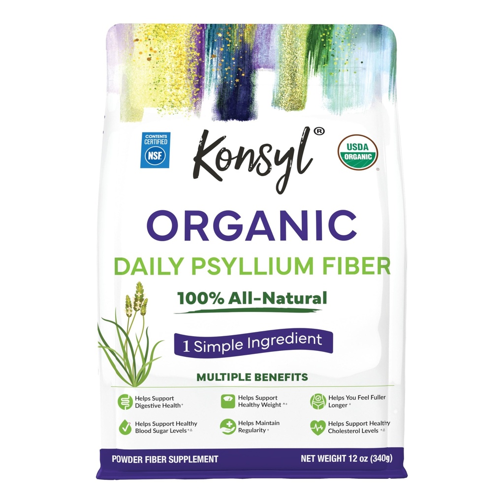 Polvere di Husk di Psyllium Organic di Konsylyllium, 5g di fibra solubile a base vegetale per porzione – USDA Organic, Non OGM, Gluten Free, Sugar Free, Vegan, 12 once (pacchetto di 1)