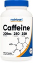 Pilules de caféine Nutricost, 200 mg par portion (250 capsules)
