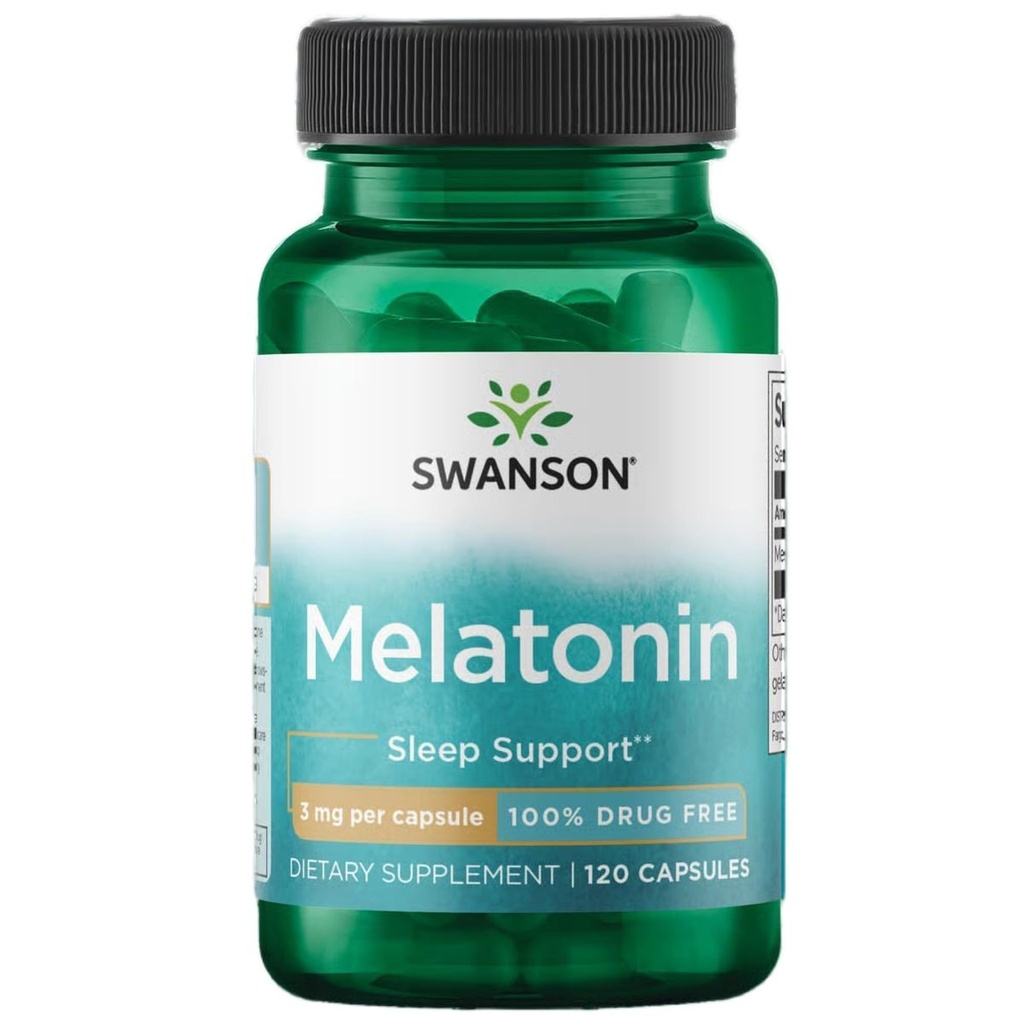 Swanson Melatonin - Integratore di erbe - Dormire e Rilassamento - (120 capsule, 3 mg ogni)
