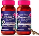 Dream Spell 3D Natural-Based Sleep Aid - Beruhigt einen Alert Mind, No Next-Day Grogginess- Innovative Formel mit 3Mg Melatonin, GABA, Hops - Restful Nights, Refreshed Mornings - 120 Kapseln