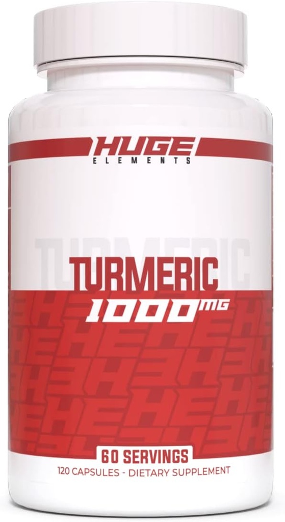 Integratori enormi curcuma, 1000mg di puro estratto di radice curcuma per porzione, 95% curcuminoidi, supplemento antiossidante, non OGM, senza glutine - 120 capsule