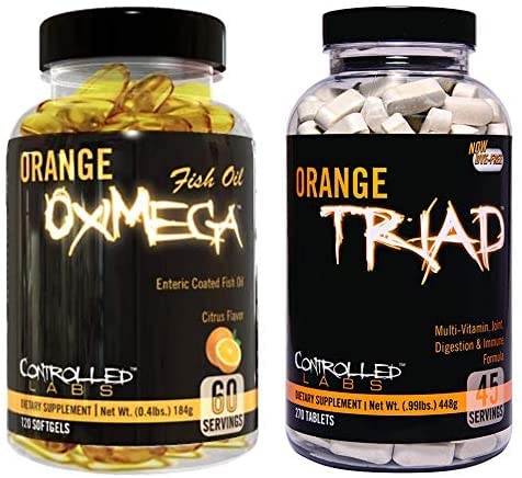 CONTROLLED LABS Global Health Bundle, 45 Servings Orange Triad, 120 Conte Orange Oximega Fish Oil, Muscle Building e Recovery Supplement per uomini e donne