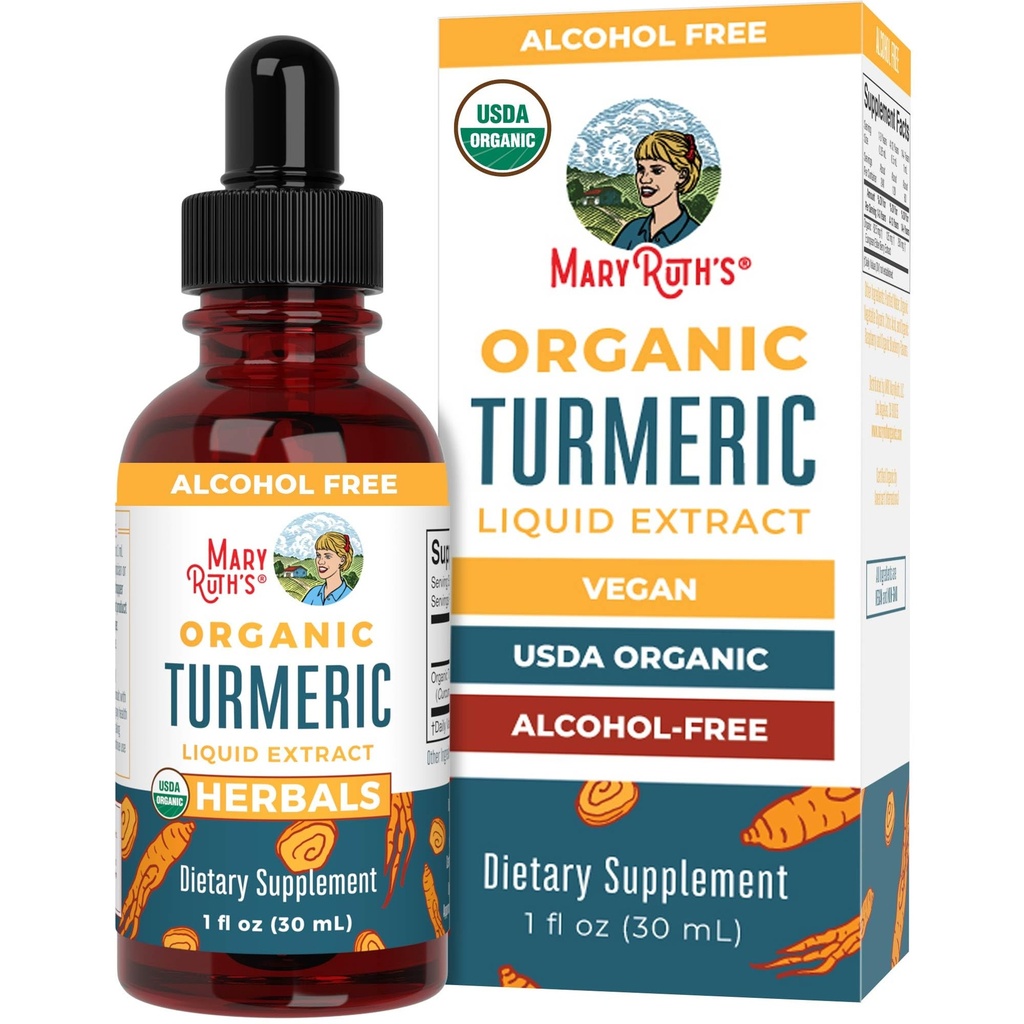 MaryRuth Organics Extrait liquide de curcuma biologique sans sucre USDA Organic.