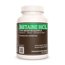 Remedy Ernährung Betaine HCL (Hydrochlorid) | 1.000 mg, 60 Kapseln Nahrungsergänzung | Zwei Monate Versorgung | Enthält auch Calciumcarbonat, Papain & Bromelain