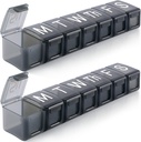 2 Pack Extra Large Weekly Pill Organizer, BPA Free Pill Box 7 giorno con XL Compartment per Fish Oils, Travel Friendly Medicine Organizer Pill Case per Vitamine, Integratori