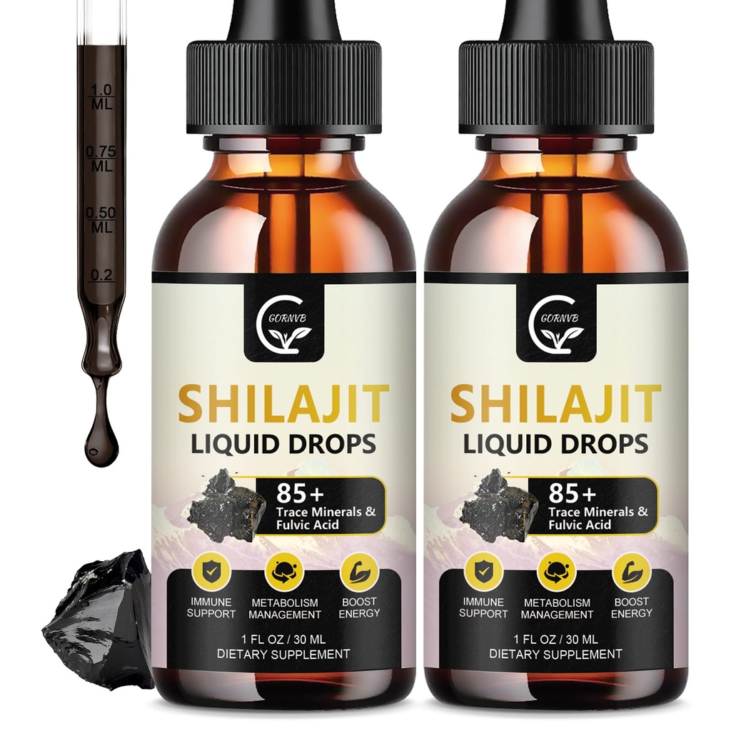 (2-Pack) High Potency Shilajit Pure Himalayan Organic Liquid Supplement, Shilajit Resin Drop für Männer & Frauen, Max Potency 85+ Clean Trace Minerals & Fulvic Säure für Energie, Stoffwechsel & Immununterstützung