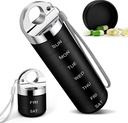 TaroKitc Metal Weekly Pill Organizer, boîte à pilules en alliage d'aluminium élégant, étui quotidien à pilules étanche, porte-médicaments de 7 jours avec grand compartiment pour la vitamine, huile de poisson, supplément(noir)