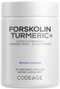 Codeage Forskolin, Pure Forskolin Coleus + Organic Turmeric Root Powder, 95% Curcuminoids + Bioperine Black Pepper - 20% Standardized Coleus Forskohlii Supplement - Non-GMO - 90 Kapseln