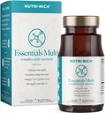 Nutri-Rich Essentials Multi | Multivitamina con Fish Oil Omega-3 per gli uomini e le donne, Supporta l'energia, la salute immunitaria, vitamina A, C, D3, E, K2, e Zinco, Non-OGM, Gluten Free (60 Conte)