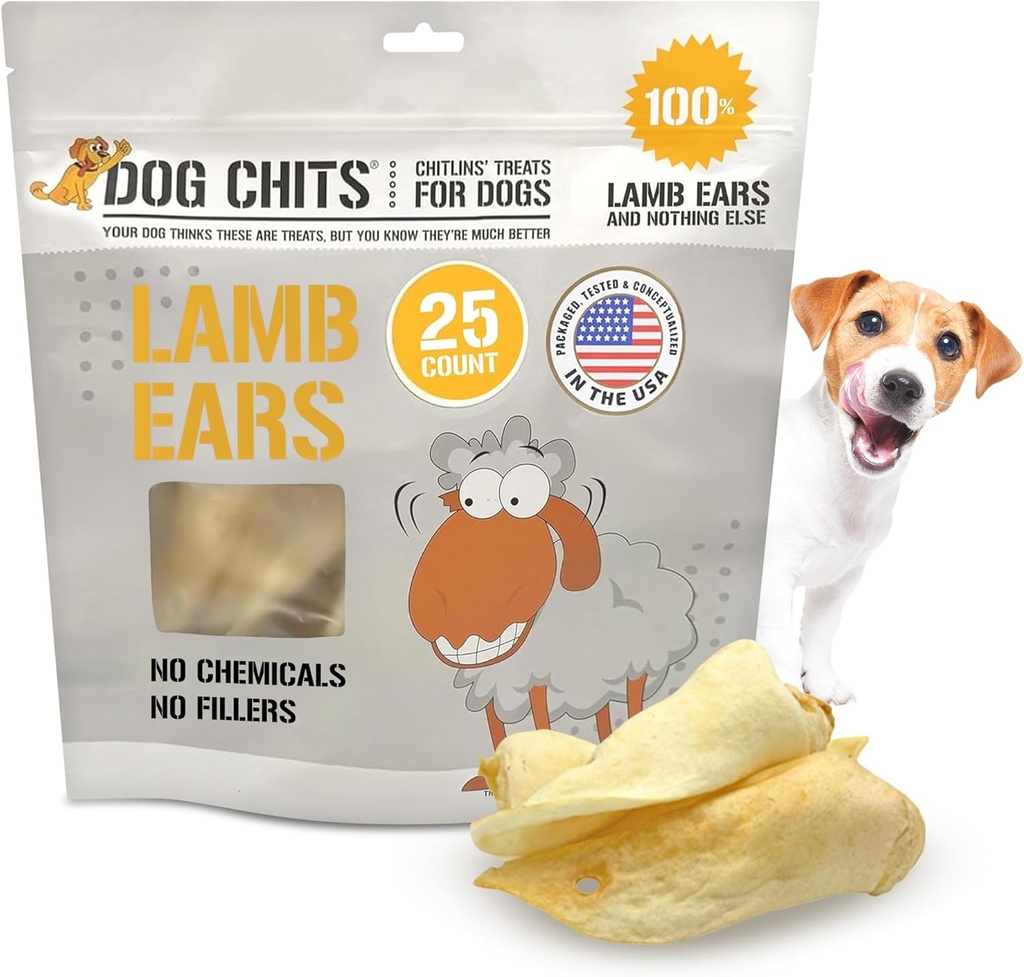 Le orecchie di agnello per cani – 100% naturale agnello al forno Trattamenti per cani – Grain-Free, Alta Proteine, Basso Fat Training Chews – Dental Health & Joint Support – per cani grandi e medi – 25 Pack