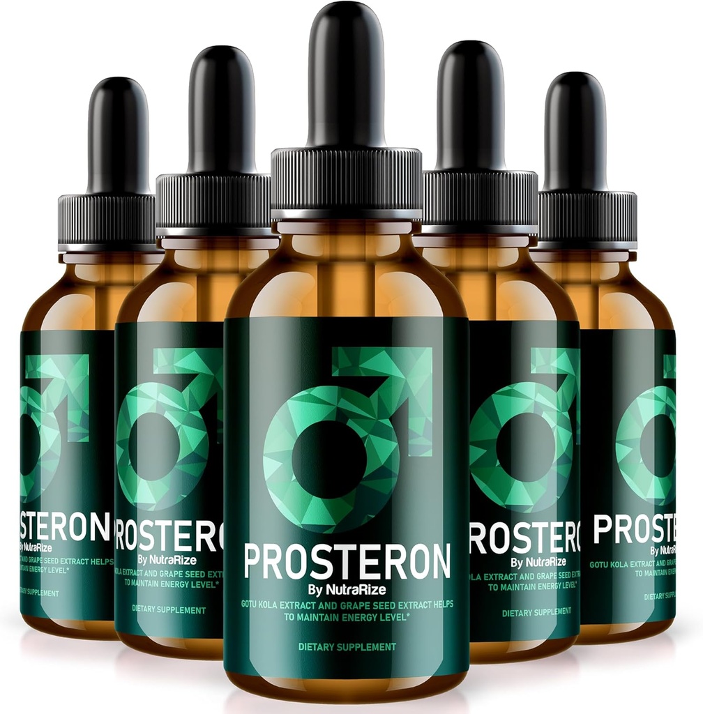 NutraRize (5 Pack) Gocce di Prosteron, Integratore di Salute Prostatica All-Natural, Vitamina Premium per supportare la Circolazione Sana, Recensioni di Formula Prosteron Ufficiale (150 Serve)