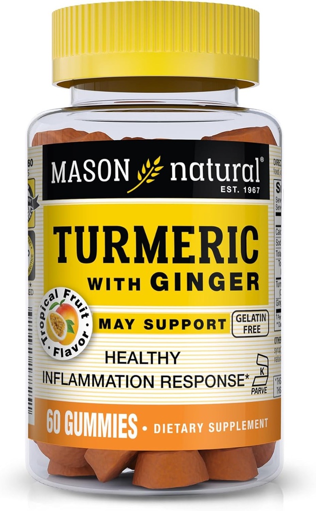 MASON curcuma naturale con Ginger Gummies, Natural Joint Support & Antioxidant Formula, Tropical Fruit Flavor, 60 Gummies