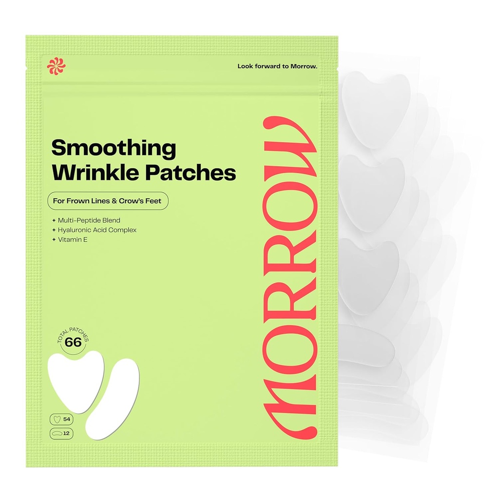Morrow Beauty - Peptide-Infused Glatte Falten Patches - Overnight Patches für Glatteing Fine Lines und Falten, Anti Aging Stickers für Crow's Feet, Elevens, Smile Lines (66 Count)