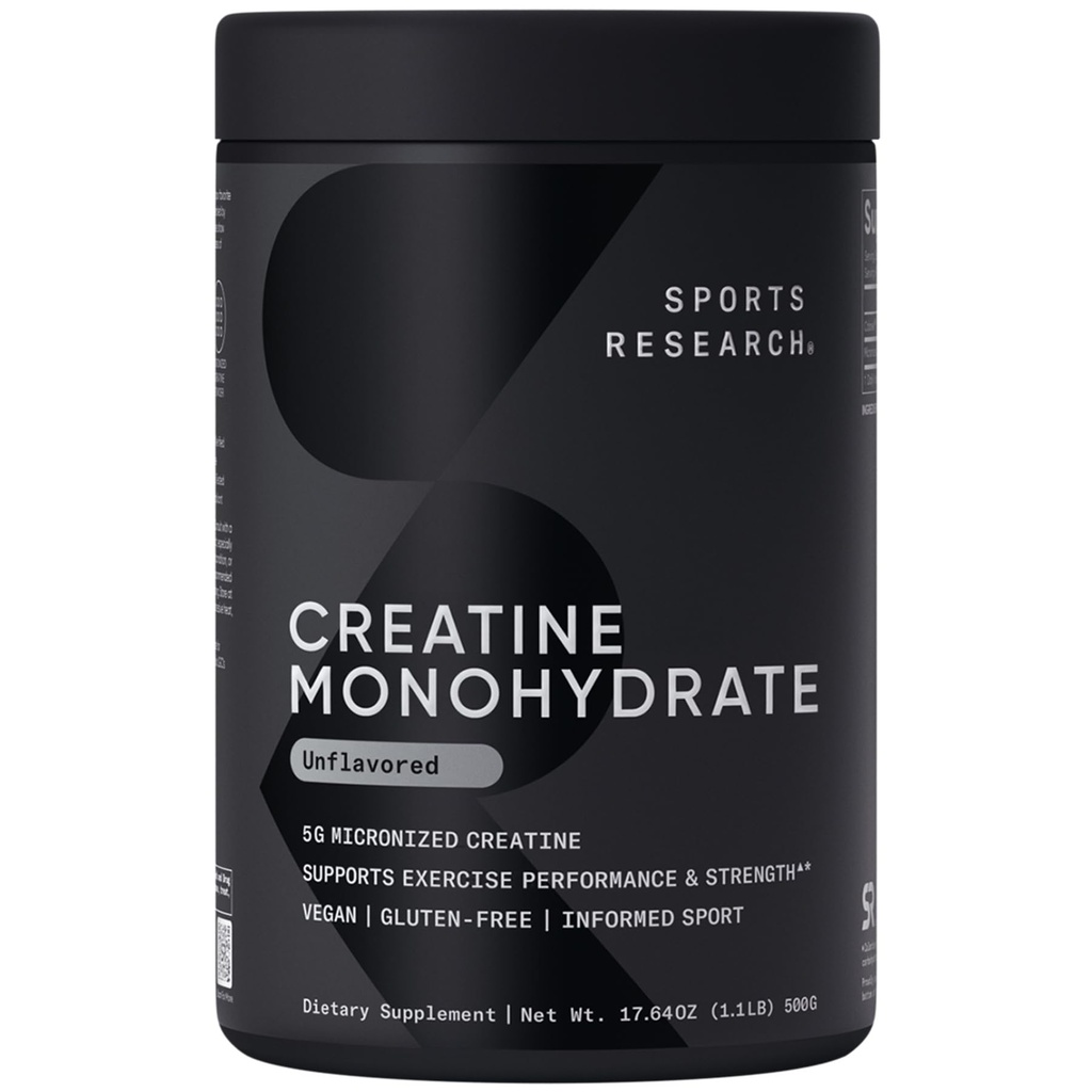 Ricerca sportiva Creatina Monoidrato - Guadagna muscolare magra, migliorare le prestazioni e la resistenza e il supporto Workout Recovery* - 5 g Creatina micronizzata - 17.64 oz