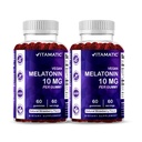 Vitamatic Melatonina 10 mg Gummie vegetariane – Formazione non-Habit – 60 Gummies per Bottiglia – 2-Pack (Totale 120 Vegan Gummies)