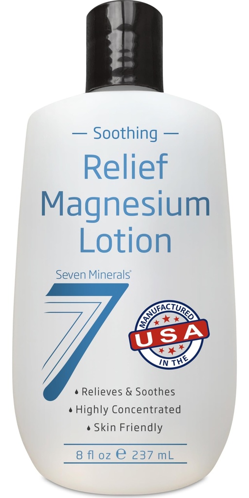 Sette minerali Magnesio Lozione per il sonno, Rilassamento e Rilassamento - Magnesio altamente concentrata per un sonno migliore, Piedi & Joint Care. Lozione non grassa con ingredienti per la pelle - 8 fl oz