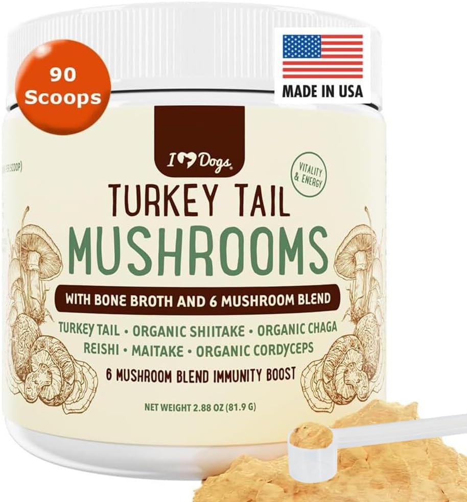 iHeartDogs Türkei Tail Mushroom für Hunde für Lumps, Bumps & Lipomas mit Knochenbrot und 6 Pilzmischung Pulver