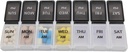 7 giorno settimanale Pillola AM PM Organizer, ShysTech Large Pill Case Pill Box per Pills/Vitamin/Supplements/Medication (Separabile, Small Black/White)
