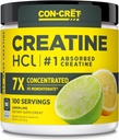 CON-CRET Creatine Powder HCl , Muscle, Cognitif, Cellular Energy Support , Pas de ballonnement ou de crampes , USA Made & NSF Certifié Lime citron (100 serving)