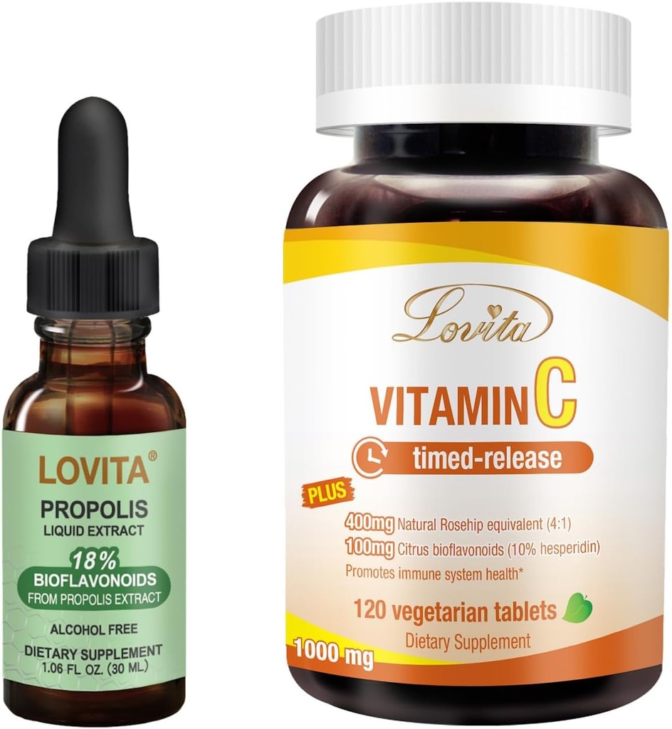 Lovita Abeille Propolis Extrait liquide et suppléments nutritifs de vitamine C