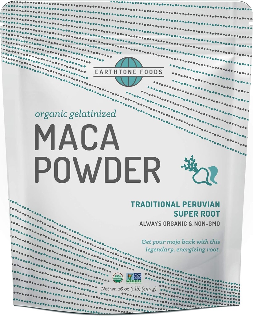 Maca Powder Organic | Premium Peruvian USDA & Paleo Certified Vegan Root - Natural Energy - Gelatinized per una maggiore digeribilità, 16 once