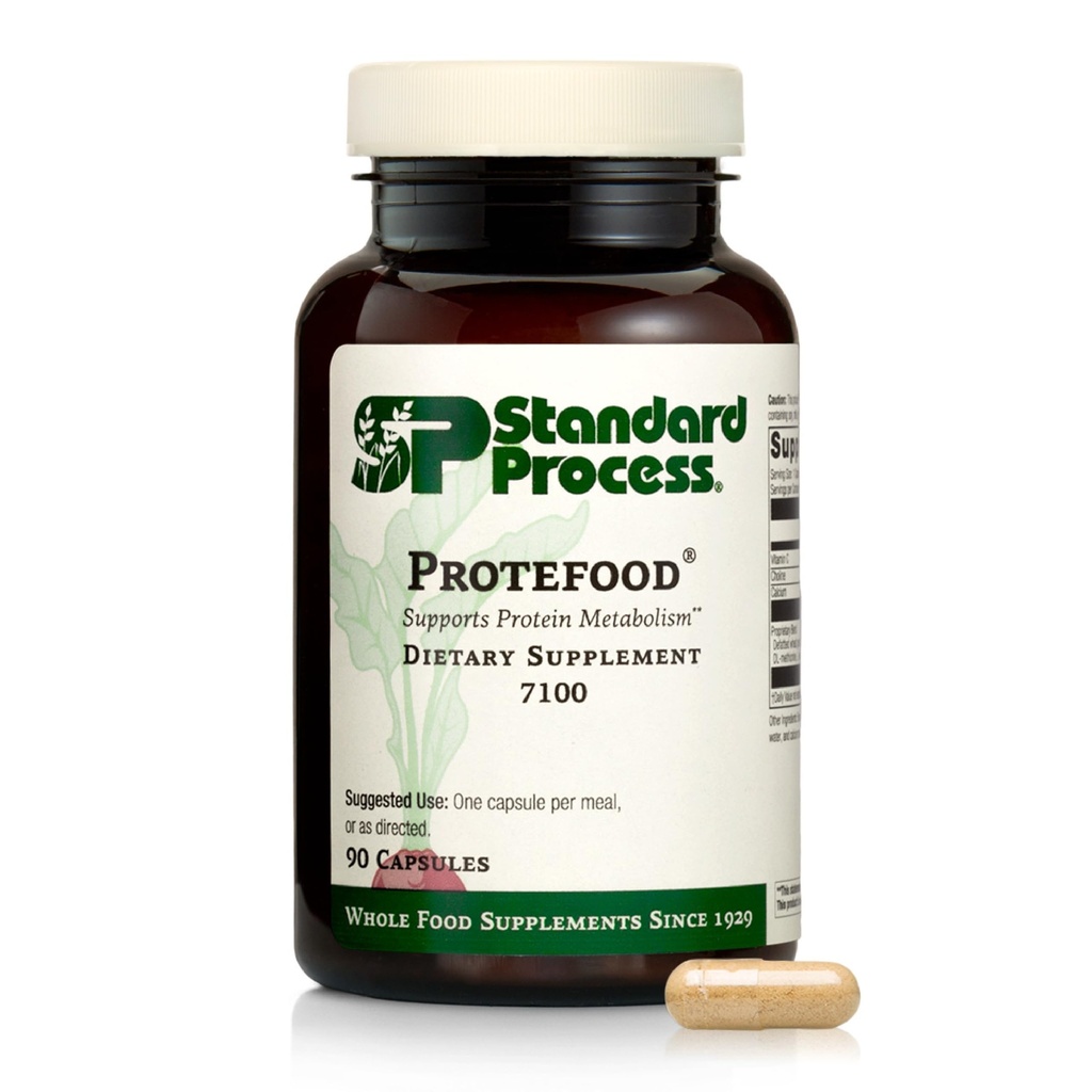 Standard Process Protefood - Protein Metabolism Support Supplement - Aids Knochen & Immune Gesundheit - Ganze Nahrungsergänzung für zelluläre Gesundheitsunterstützung - Enthält Calcium & Vitamin C - 90 Kapseln