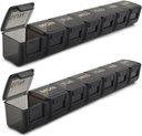 2 Pack organizzatore di pillole settimanali, grande 7 giorni caso di pillola, scatola di medicina della cassa della vitamina quotidiana, contenitori di pillole AM/PM per i supplementi di medicina olio di pesce (nero e nero)