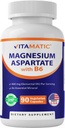 Aspartate de magnésium vitamatique 400mg par portion - 90 Capsules végétariennes - Ajout de B6 pour absorption maximale - Soutient la santé musculaire, articulaire et cardiovasculaire*