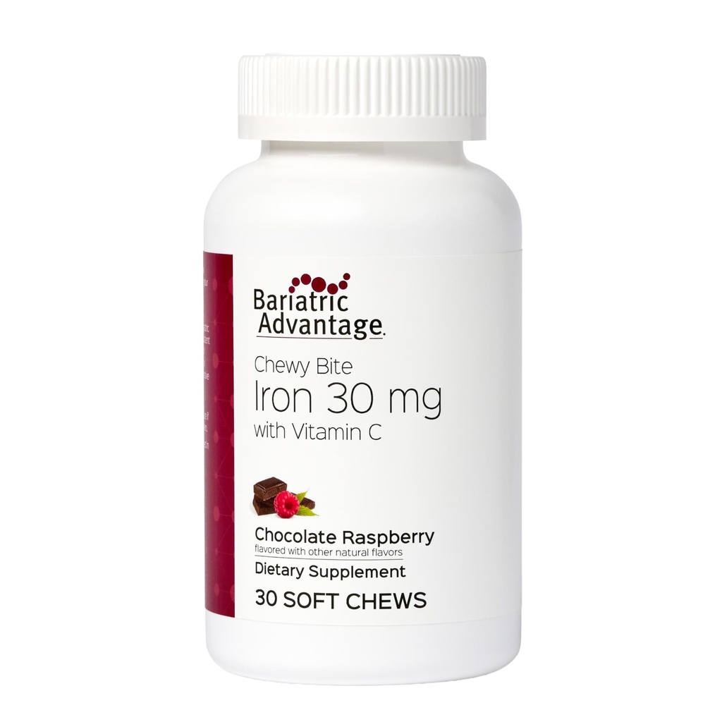 Bariatric Vorteil Eisen-Käse-Bissen Schokolade Himbeere Trüffel (30 mg Eisen, 60 mg Vitamin c) 30 Anzahl