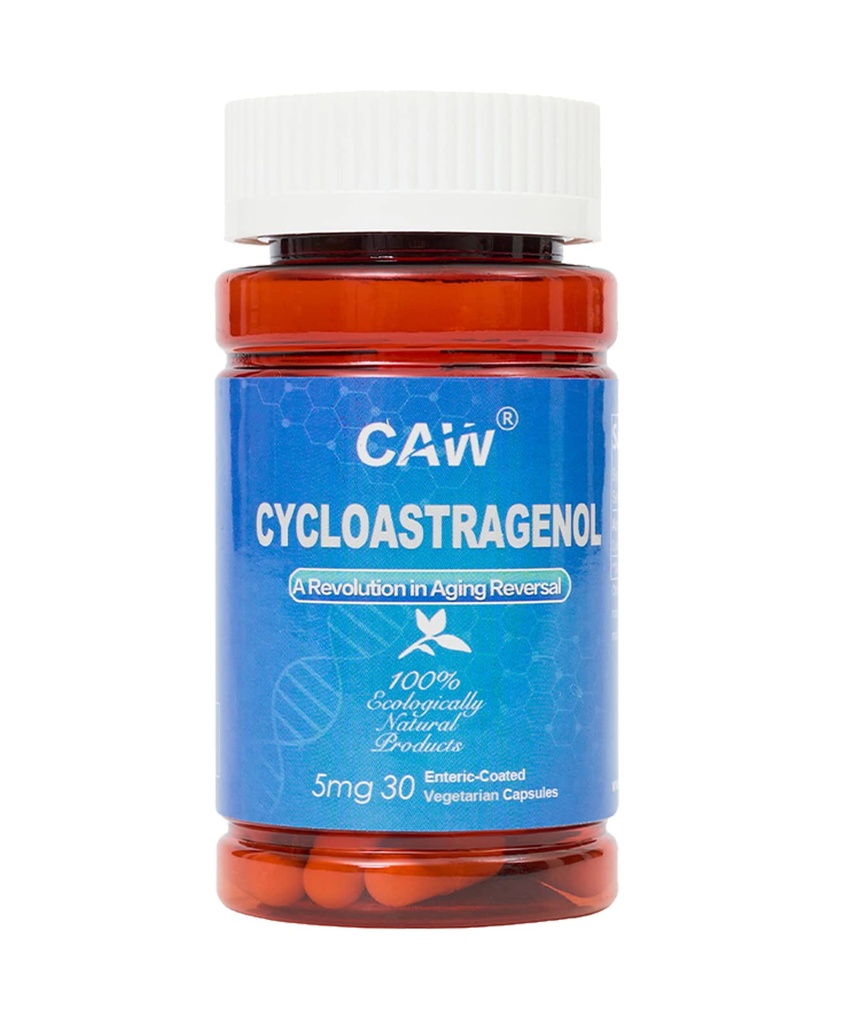 CAW Hypersorption Cycloastragenol 98% 5mg 30 Capsules | Anti-Aging Telomerase Activation | DNA Health Immunity Boost Telomere Lunghezza | Capsule Enteric-Coated (1 Bottiglia)