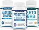 Magnesium Complex Supplement - Citrat, Malat, Taurat, Oxid, Bisglycinat Chelat, Aspartate + Probiotics 60 Billion CFU + Keto BHB Exogene Ketone Supplement