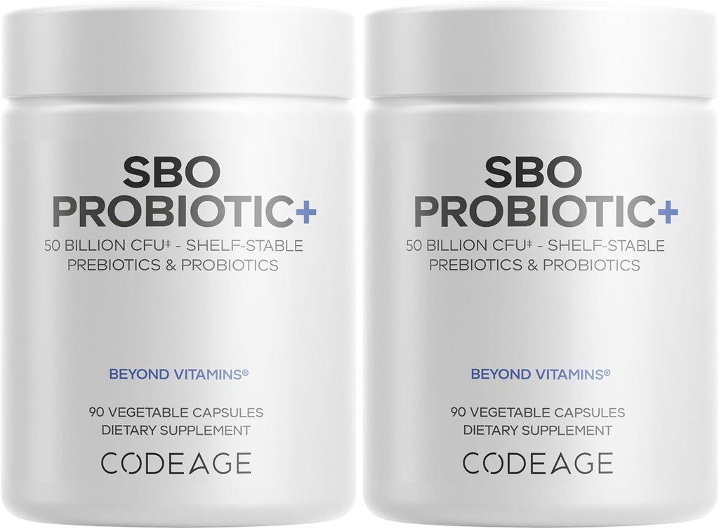 Codeage SBO Probiotics, 50 Billion CFUs pro Servieren, Multi Strain Soil basierte Organismen Mischung und Organic Fermented Botanical Blend, Regal-Stable - 2 Pack