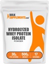 BulkSupplements.com Polvere isolata di proteine del siero di siero idrolizzato - Proteine dell'isolato del siero di siero di siero di siero di siero di siero - senza glutine e senza glutine, 30g per porzione, 500g (1.1 lbs) (pacchetto di 1)