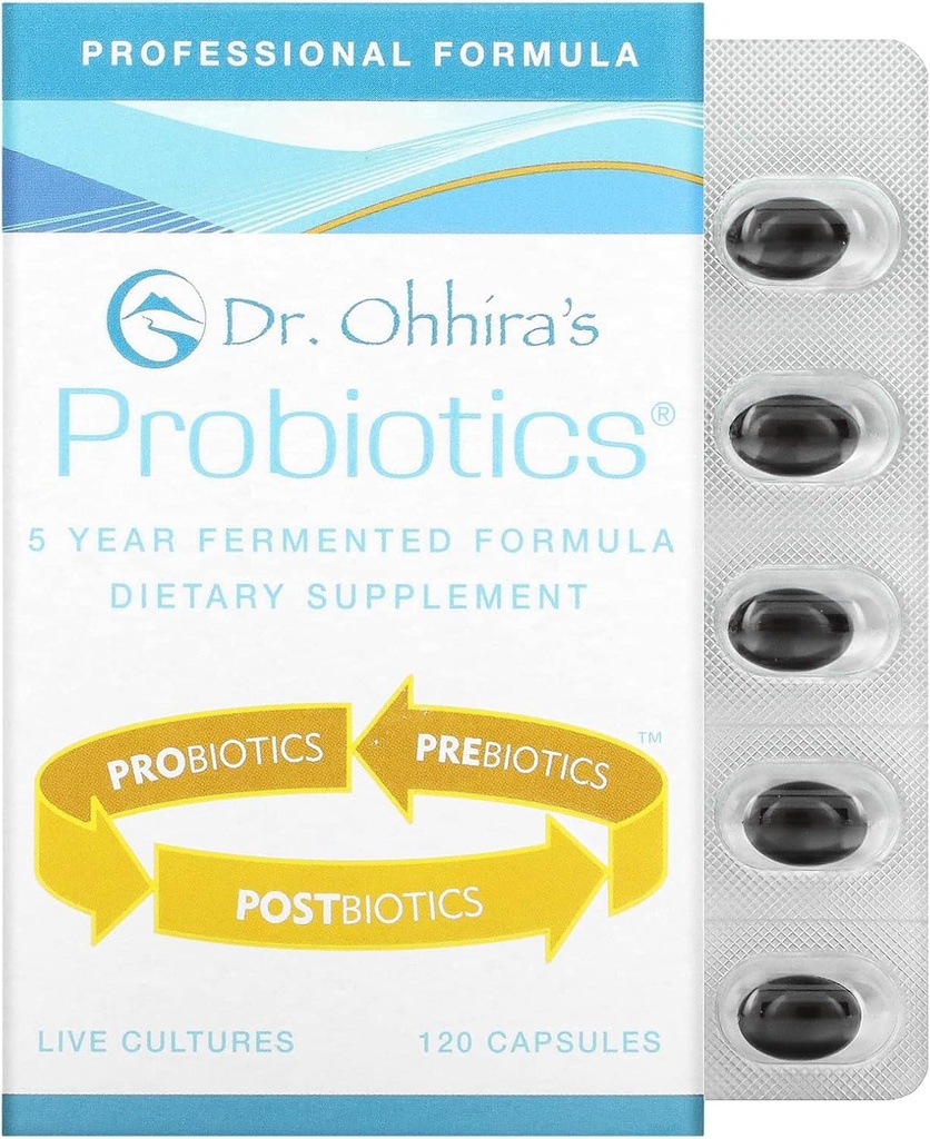 Dr. Ohhira’s Probiotics Professional Formula – 5-Year Fermented Japanese Probiotic with Prebiotics, Probiotics & Postbiotics – 13-Strain Shelf-Stable Gut Support – 120 Vegetarian Softgels
