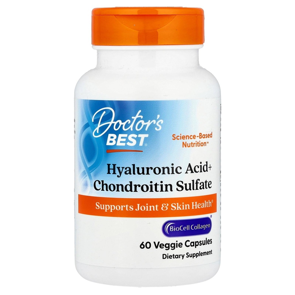 Ärzte Beste Hyaluronsäure + Chondroitin-Sulfat, unterstützt Gelenk- & Hautgesundheit, Non-GMO, Glutenfrei, Soy Free 60 Veggie Kapseln