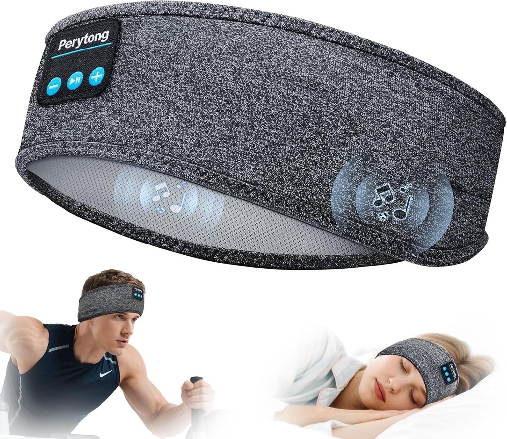 Cuffie Perytong Sleep Wireless, Bluetooth Sports Headband Cuffie con Altoparlanti Stereo HD Ultra-Thin Perfetto per dormire, Allenamento,Jogging,Yoga,Insomnia, Air Travel, Meditation