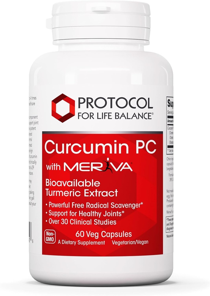 PROTOKOLL FÜR LIFE BALANCE Curcumin PC - mit Phosphatidylcholin für Absorption - Gelenke Mobilität, Flexibilität und Immununterstützung - Kurkuma Supplement - Non-GMO & Halal - 60 Veg Kapseln