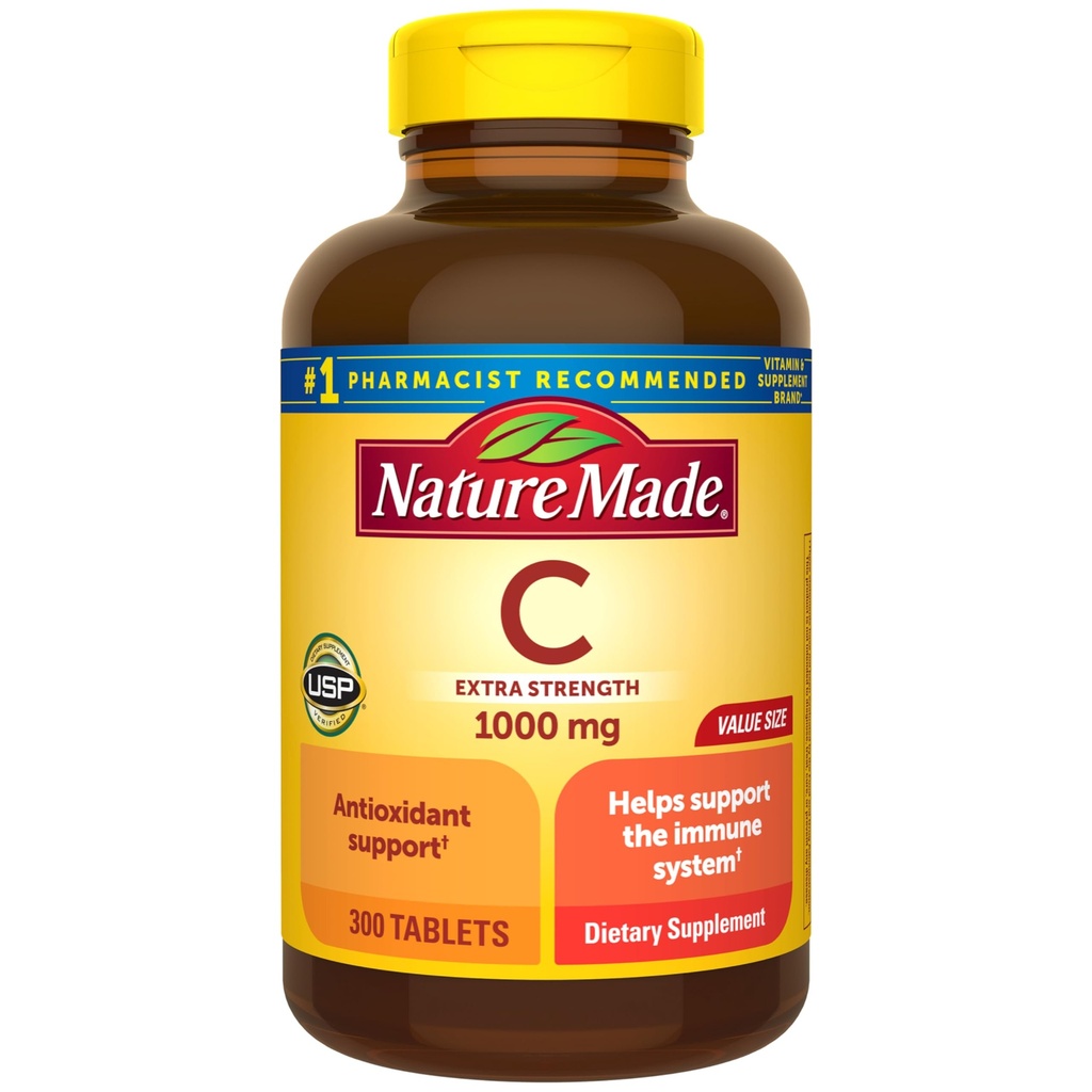 Natur gemacht extra Stärke Vitamin C 1000 mg, Nahrungsergänzungsmittel für Immununterstützung, 300 Tabletten, 300 Tage Versorgung