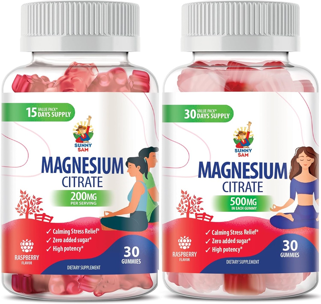Gummie di Magnesio per Adulti - 500mg e Gummie di Magnesio per Adulti - 100mg. Calze di Magnesio calma - Magnesio Citrato Chewable Supplement per Mood & Muscle Support