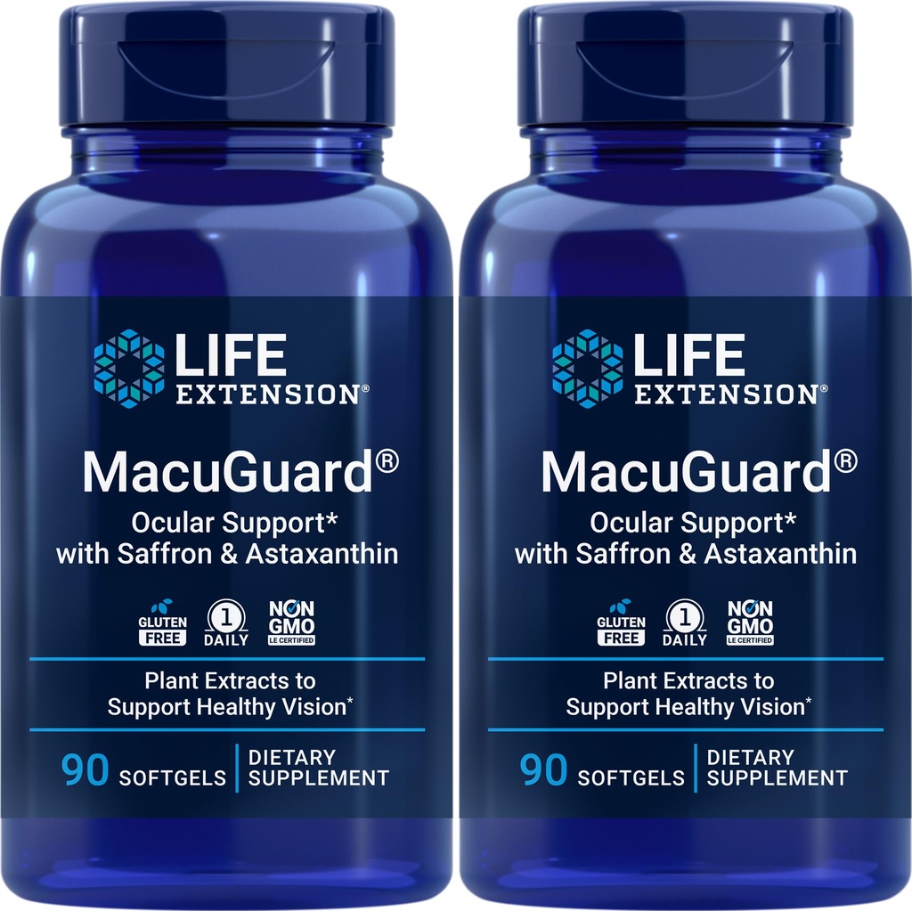 Extension de vie MacuGuard Ocular Support 90 softgels avec Safran & Astaxanthin