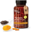 Pflanzentherapie Kurkuma Schwarz Pfeffer Ergänzung Kapseln hergestellt in USA 4 Monat Versorgung unterstützt Gelenk-und Muskel-Gesundheit Ergänzungen für Frauen und Männer 120 Vegetarische Kapsel