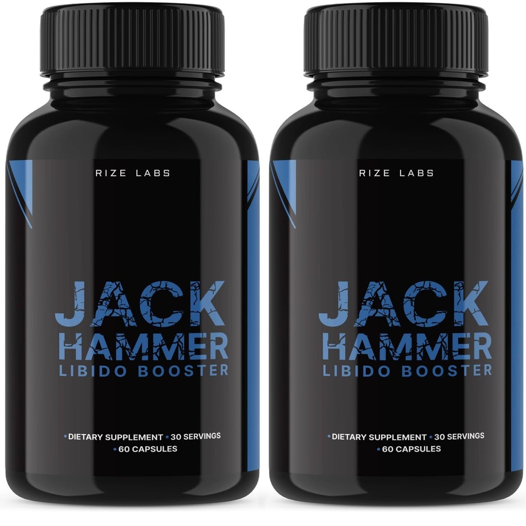rize labs - Jack Hammer Libido Booster Supplemento per gli uomini, potente formula naturale per migliorare le prestazioni (120 capsule)