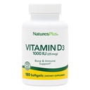 Natures Plus Vitamin D3 (Cholecalciferol) - 1000 iu, 180 Softgels - Ernährungsunterstützung für gesunde Knochen & Immunsystem-Unterstützung - Bioverfügbare aktive Form - Glutenfrei - 180 Portionen