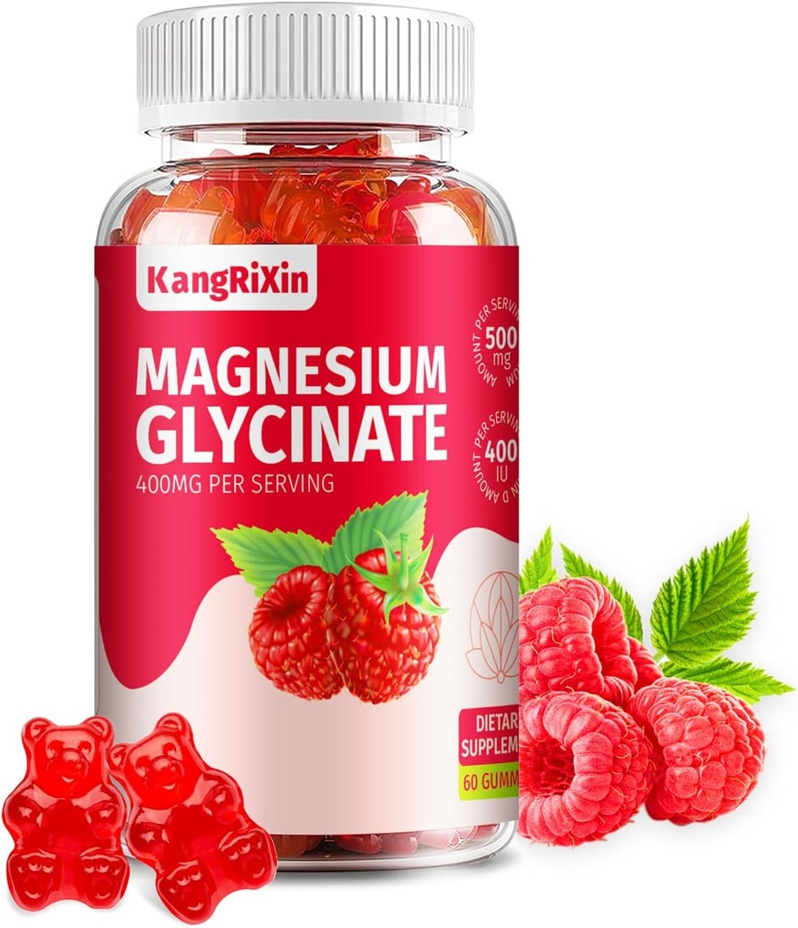 Magnesio Glycinate Gummies - Zucchero Gratuito Magnesio Integratori per Adulti e Bambini, Magnesio ad Alta Assorbimento Gummies Gelatin Free (60 Conte (Pack of 1))