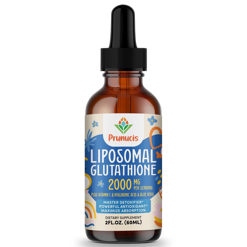 2000MG Liposomal Glutathione Flüssigkeit, 98% Absorption, Aktive Form L-Glutathione Ergänzung, Vegan freundlich, Leistungsstarke Antioxidante Komplex für Immunsystem, Aging Defense, Detox, 2 FL.OZ