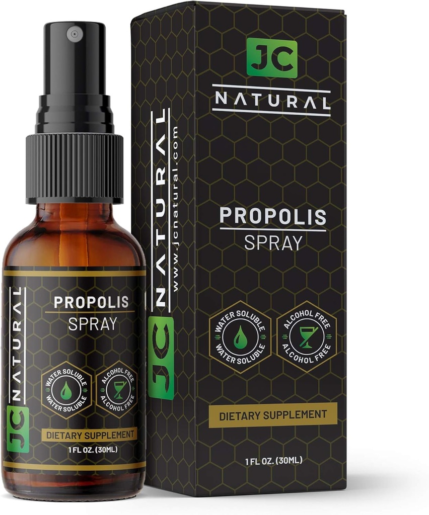 Propolis Throat Spray - Wasserlöslich, Alkoholfrei. Natürliche Immununterstützung. Kämpfe Harmful Organisms, Powerful Antioxidant- 1 fl oz (30ml) von JC Natural x CGM Labs