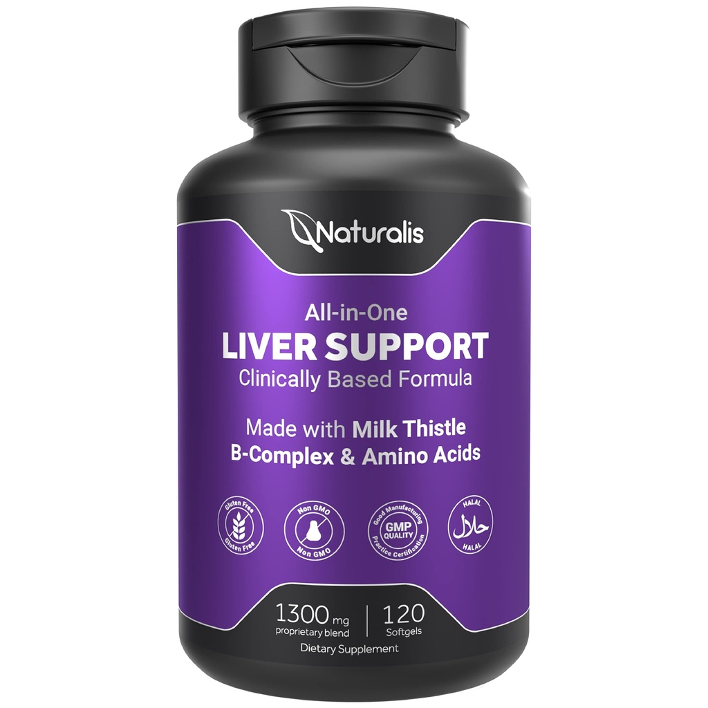 Naturalis Silymarin Milchdistel 1300mg Enhanced with B Complex & Amino Acids | 13-in-1 Leberreiniger, Detox & Repair | 120 Leber Essential Softgels